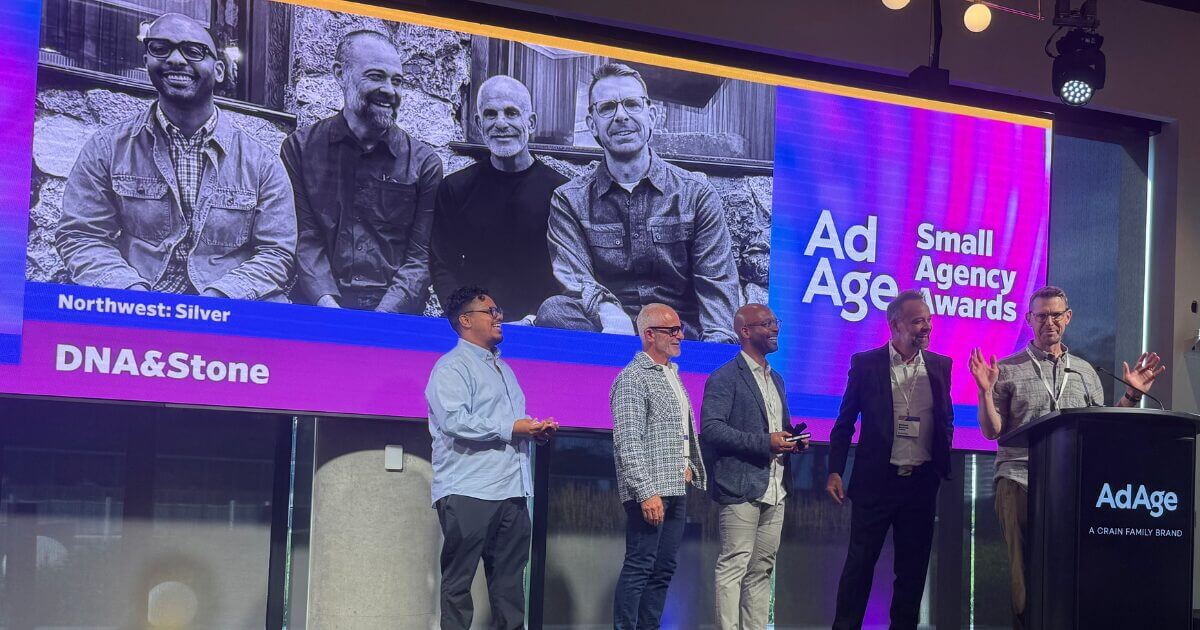 DNA&STONE named Ad Age Small Agency of the Year Northwest in record time after strategic merger